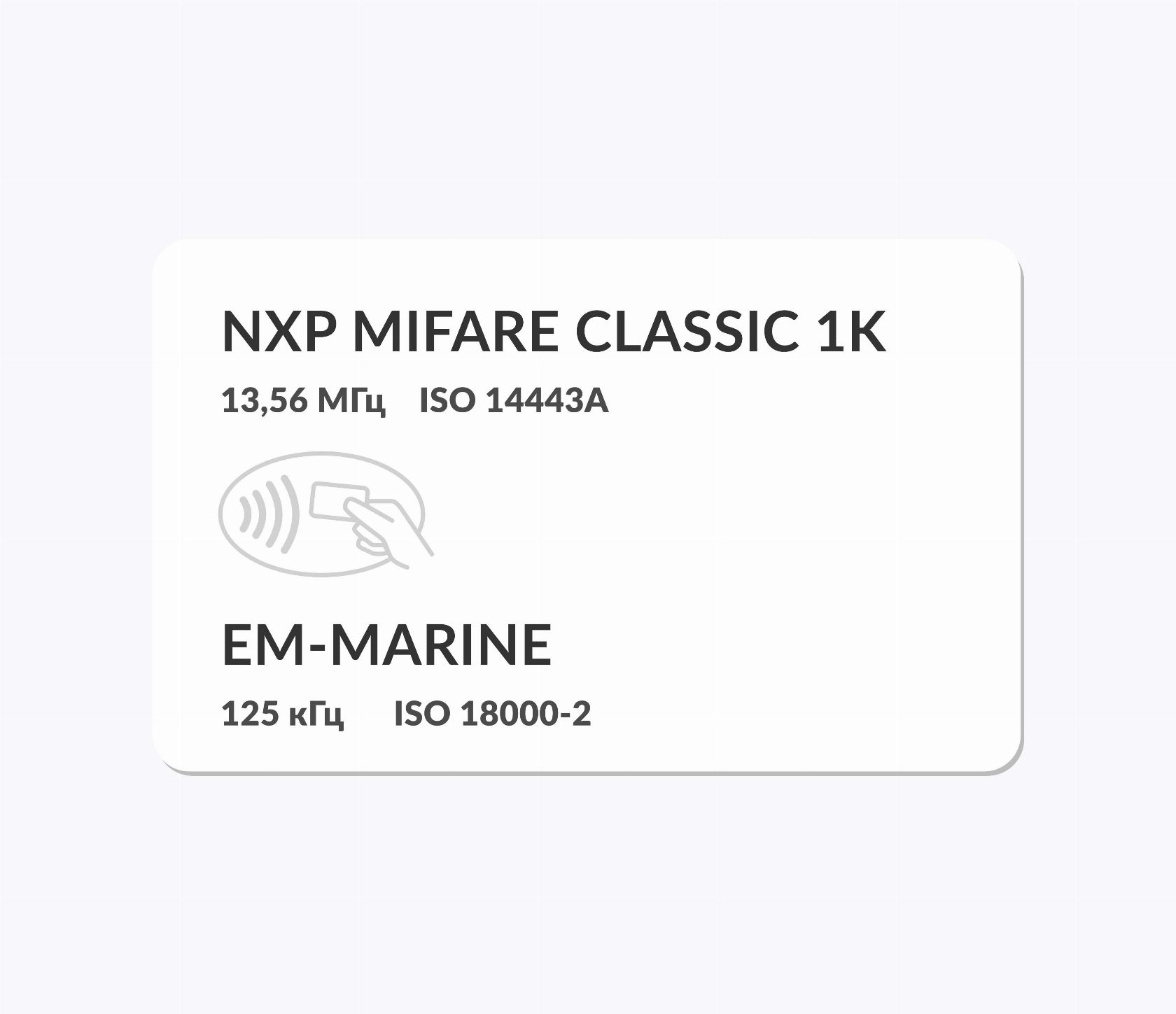 RFID-карты с двумя чипами NXP MIFARE Classic 1k 4-7 byte UID + EM-Marine