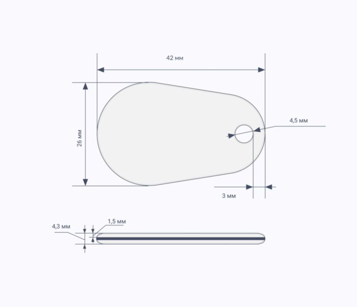 Каплевидные RFID-брелоки NEOKEY® схема TECHTAG 1k 4 byte nUID RFID брелоки NEOKEY® с чипом TECHTAG 1k 4 byte nUID и вашим логотипом