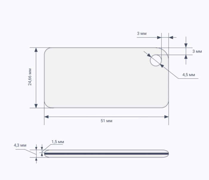 Прямоугольные RFID-брелоки схема TECHTAG 1k 7 byte UID RFID брелоки NEOKEY® с чипом TECHTAG 1k 7 byte UID