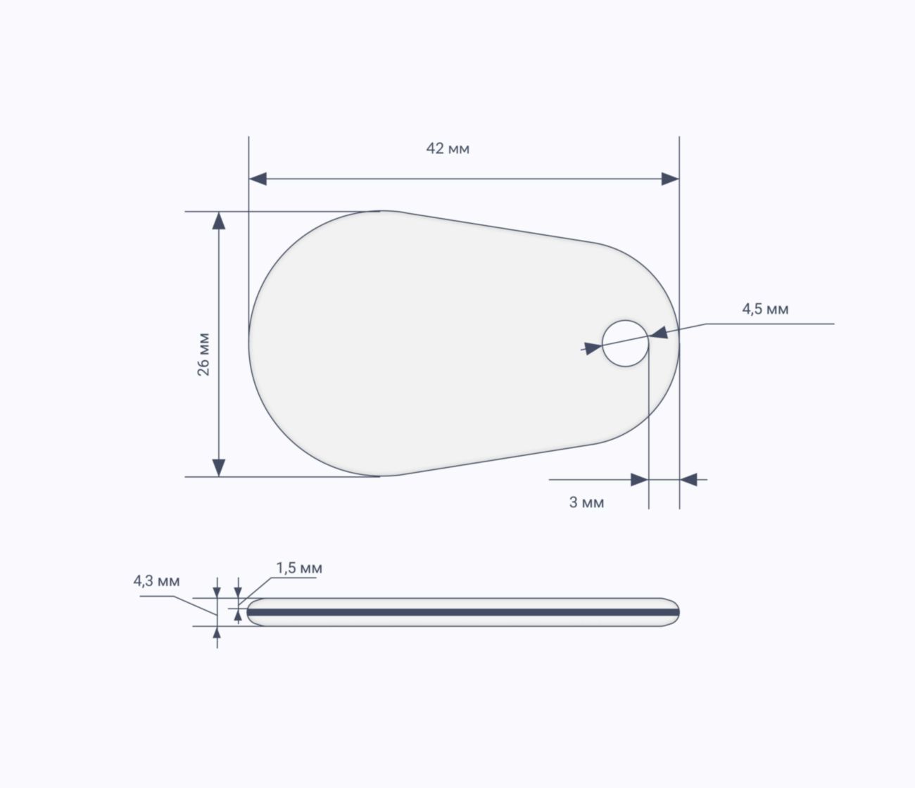 Каплевидные RFID-брелоки NEOKEY® схема TECHTAG 1k 7 byte UID RFID брелоки NEOKEY® с чипом TECHTAG 1k 7 byte UID