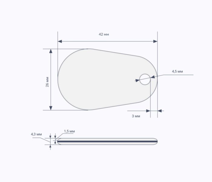 Каплевидные RFID-брелоки NEOKEY® схема TECHTAG 1k 7 byte UID RFID брелоки NEOKEY® с чипом TECHTAG 1k 7 byte UID