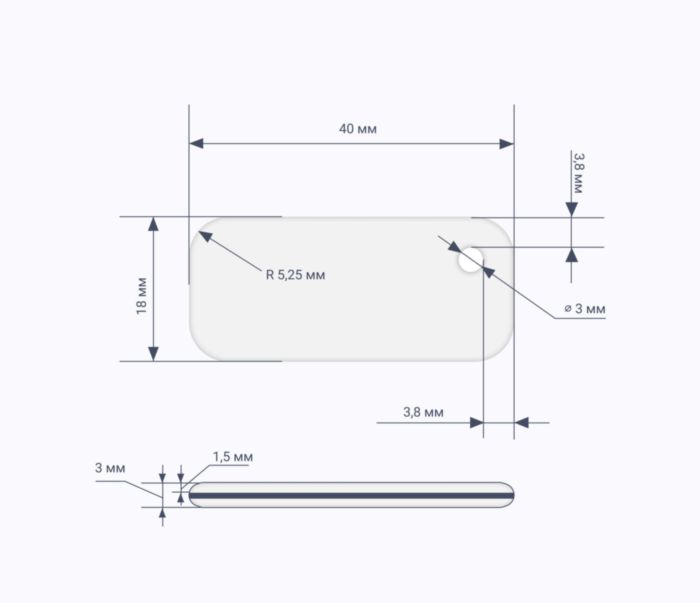 Прямоугольные мини RFID-брелоки NEOKEY® схема TECHTAG 1k 7 byte UID RFID брелоки NEOKEY® с чипом TECHTAG 1k 7 byte UID