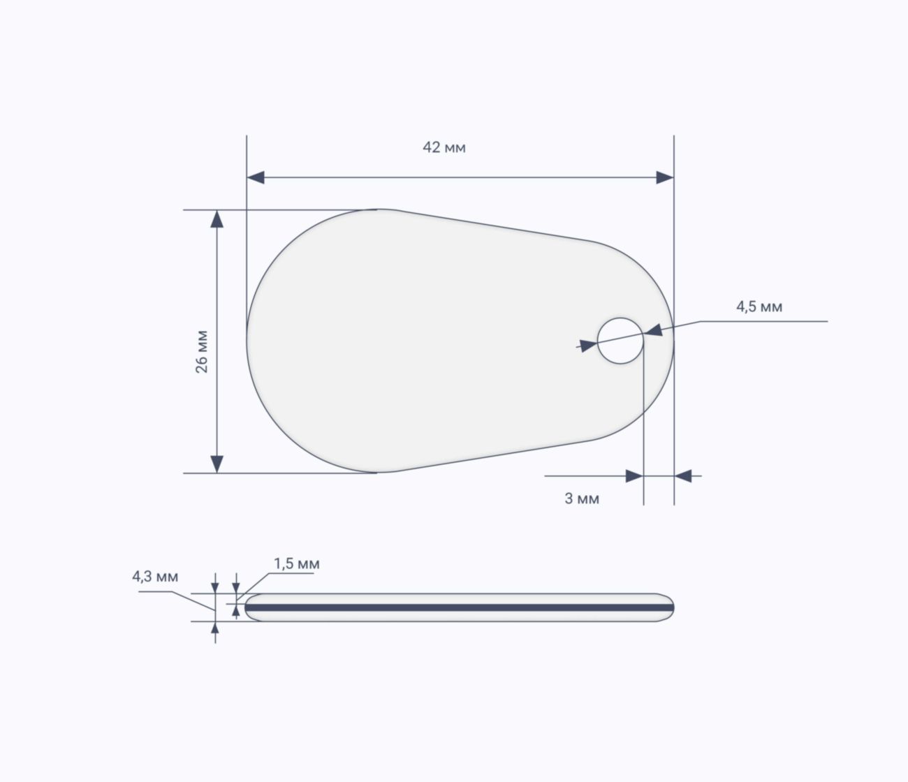 Каплевидные RFID-брелоки NEOKEY® схема TECHTAG® 4k 4 byte nUID RFID брелоки NEOKEY® с чипом TECHTAG® 4k 4 byte nUID и вашим логотипом