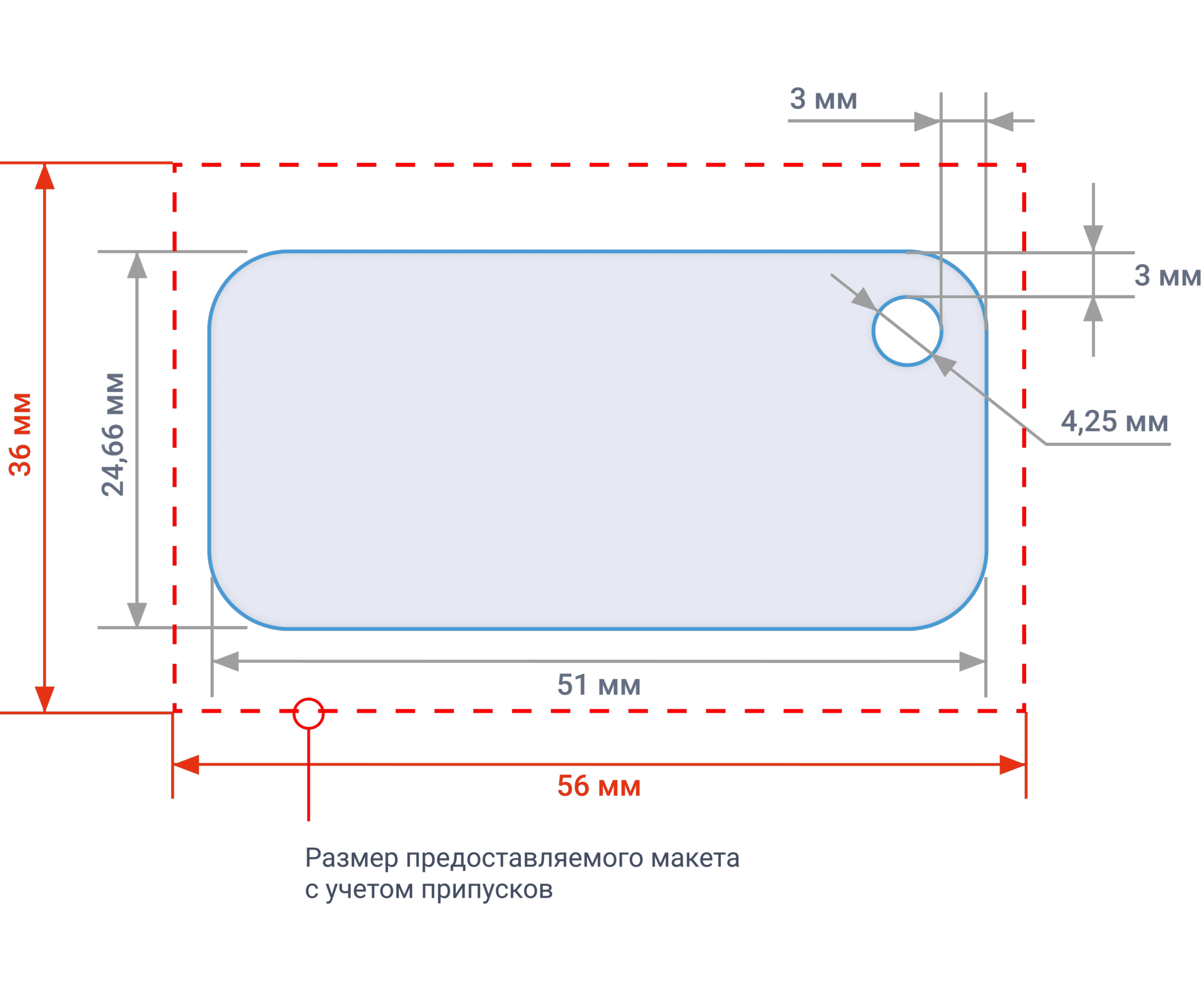 Схема RFID-брелока с припусками